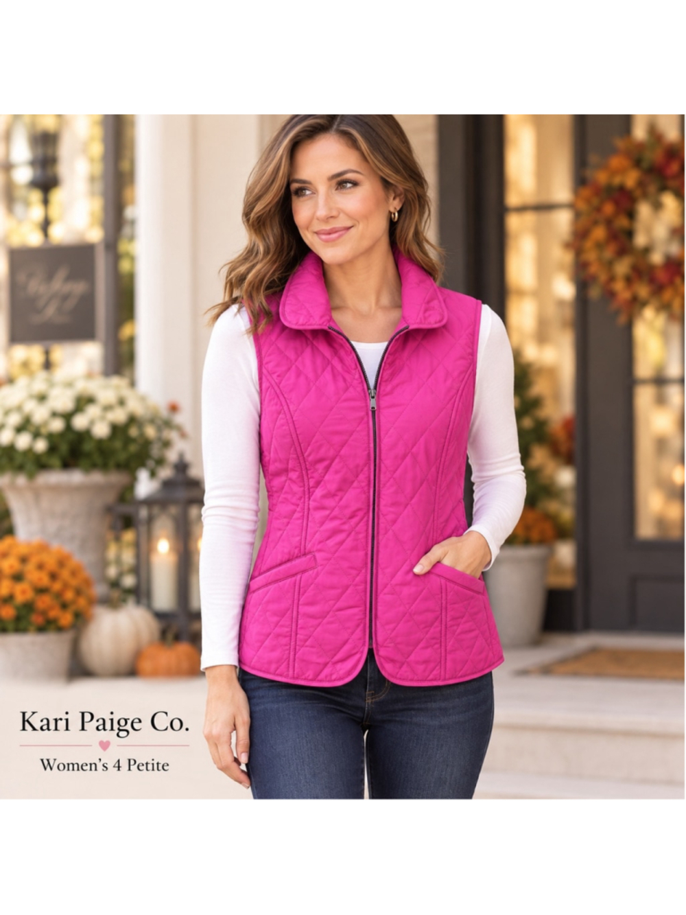 Women's Talbots Quilted Vest Pink Size 4P F26